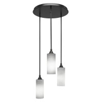 Empire 3 Light Cluster Pendalier Shown In Dark Granite Finish With 4 White Matrix Glass