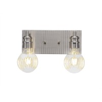 Edge 2 Light Bath Bar Shown In Brushed Nickel Finish With 4 Watt Led Bulb