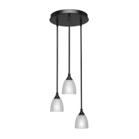 Empire 3 Light Cluster Pendalier Shown In Matte Black Finish With 8 Clear Glass