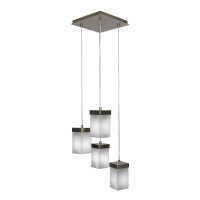 Nouvelle 4 Light Cord Cluster Pendalier Shown In New Age Brass Finish With 4 White Muslin Glass