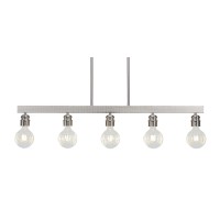 Edge 5 Light Island Bar Shown In Brushed Nickel Finish With 4 Watt Led Bulb