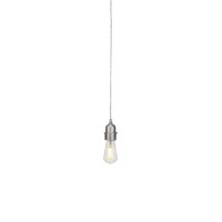 Vintage Cord Mini Pendant With Hang Straight Swivel Shown In Aged Silver Finish With Clear Antique Led Bulb