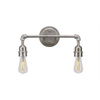 Vintage 2 Light Bath Bar Shown In Aged Silver Finish With Clear Antique Led Bulb