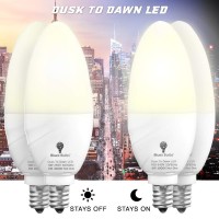 6 Pack Bluex Dusk To Dawn Led Bulbs, 6W E12 Base Light Bulb - 65W Equivalent - 3000K Warmlight White - Smart Light Sensor Candelabra Bulb, Home Security Indoor, Outdoor, Driveway, Yard, Porch Lighting