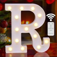 Marquee Light Up Letters, Remote Control Led Letters Lights Alphabet Light Up Letters Battery Powered Lighted Letter With Light For Night Light Wedding Party Girls Gifts Home Christmas Decoration- R