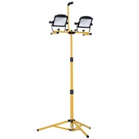 Homcom 10,000 Lumen Dual Head Led Work Lights Weather Resistant With Telescoping Adjustable Tripod Stand, Rotating Lamps