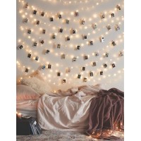 Photo Clip 17Ft - 50 Led Fairy String Lights With 50 Clear Clips For Hanging Pictures, Photo String Lights With Clips - Perfect Dorm Bedroom Wall Decor Wedding Decorations