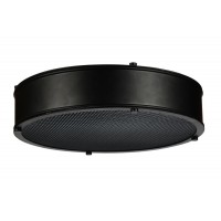 3 Light Drum Shade Flush Mount With Black Finish