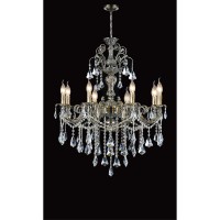 8 Light Up Chandelier With Antique Brass Finish