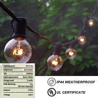 Abeja Outdoor String Light 100 Ft G40 Patio Lights With 105 Edison Glass Bulbs E12 Socket Base (5 Spare) Globe Clear Hanging Lights For Backyard Balcony Deck Party Decor, Not Connectable, Black