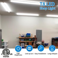 Cnsunway 4Ft Led Shop Light 40W 5200Lm Super Bright 5000K Daylight T8 Integrated Led Tube Lights High Output Linkable 48