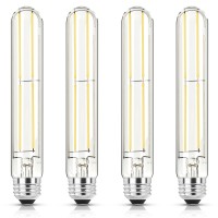 Novelux 7.3 Inch Edison Bulb,4000K Neutral White E26 Led Bulb 60 Watt Dimmable,6W T10 Bulb Clear Glass Long Tubular Light Bulbs,T9 Bulbs For Bathroom Vanity Light,Wall Sconces,Pendant(4 Pack)