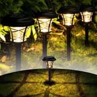 Solpex 6 Pack Solar Pathway Lights, Solar Powered Outdoor Lights, High Lumen Outdoor Solar Lights, Metal & Glass Garden Lights Waterproof For Patio, Yard Lawn And Garden (Warm White)