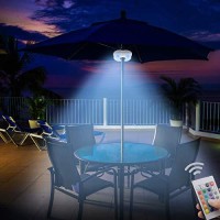 Honwell Patio Umbrella Lights Outdoor Umbrella Pole Light Battery Operated Cordless 12 Color Changing Umbrella Light With Remote, Multi Colored Led Outside Lights For Deck Umbrella Camping Tents