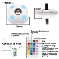 Honwell Patio Umbrella Lights Outdoor Umbrella Pole Light Battery Operated Cordless 12 Color Changing Umbrella Light With Remote, Multi Colored Led Outside Lights For Deck Umbrella Camping Tents