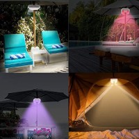 Honwell Patio Umbrella Lights Outdoor Umbrella Pole Light Battery Operated Cordless 12 Color Changing Umbrella Light With Remote, Multi Colored Led Outside Lights For Deck Umbrella Camping Tents