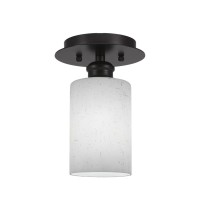 Edge 1 Light Semi-Flush Shown In Espresso Finish With 4 White Muslin Glass