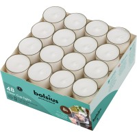 Bolsius 48 Unscented Tea Lights In Clear Cups 8 Burn Hours Premium European Quality Consistent Smokeless Flame 100 Cott