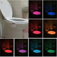 Ailun Toilet Night Light 3Pack Motion Activated Led Light 8 Colors Changing Toilet Bowl Illuminate Nightlight For Bathroom Battery Not Included Perfect Decorating Combination With Faucet Light