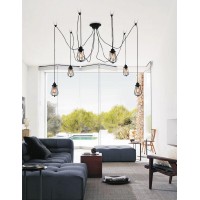 6 Light Multi Light Pendant With Black Finish