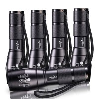 Modoao 1500Lm Led Waterproof Zoomable Tactical Flashlight With 5 Light Modes For Hiking, Camping, Emergency (5 Pack-A)