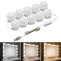 Vanity Lights For Mirror,Premtess Hollywood Style Vanity Lights With 10 Dimmable Bulbs,Adjustable Color & Brightness,Usb Cable(No Mirror Include)