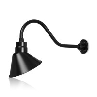 10In Satin Black Angle Shade Gooseneck Sign Light Fixture With 22In Long Extension Arm Wall Sconce Farmhouse Antique Style