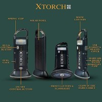 Xtorch Led Rechargeable Flashlight, Portable Solar Charger - Camping Lantern Flashlight, Solar Lanterns For Power Outages - Hiking Accessories, Solar Emergency Flashlight