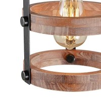 Giluta Circular Wood Pendant Light Farmhouse Kitchen Chandelier One-Light Rustic Industrial Edison Ceiling Light Hanging Light Fixtures For Dining Room Bedroom Bathroom (P0022)