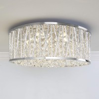 Decor Therapy Collins Laser Cut Aluminum And Crystal Led Ceiling Light, Chrome