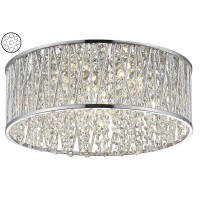 Decor Therapy Collins Laser Cut Aluminum And Crystal Led Ceiling Light, Chrome