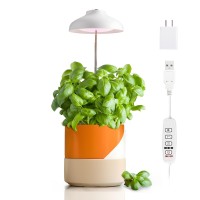 Growled Led Umbrella Plant Grow Light, Herb Garden, Height Adjustable, Automatic Timer, Ul Adapter Included, Ideal For Plant Grow Novice Or Enthusiasts, Various Plants, Diy Decoration, White