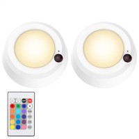 Luxsway Wirless Battery Operated Ceiling Light ,Remote Control Color Chaning Hallway Light, 300 Lumens Dimmable Ceiling Light For Hallway Bathroom Closet Bedroom Shower Stair, 567 Inch, 2 Pack