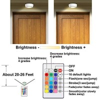 Luxsway Wirless Battery Operated Ceiling Light ,Remote Control Color Chaning Hallway Light, 300 Lumens Dimmable Ceiling Light For Hallway Bathroom Closet Bedroom Shower Stair, 567 Inch, 2 Pack