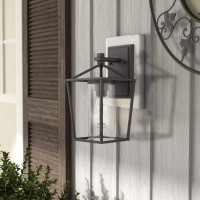 Emliviar Outdoor Porch Lights 2 Pack Wall Mount Light Fixtures, Black Finish With Clear Glass, 20065B1-2Pk