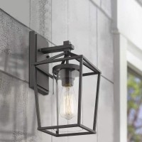 Emliviar Outdoor Porch Lights 2 Pack Wall Mount Light Fixtures, Black Finish With Clear Glass, 20065B1-2Pk