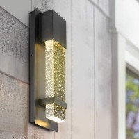 Emliviar Indoor Outdoor Led Wall Sconce Light, Modern Wall Lamp In Black Finish With Bubble Glass, 0395-Wd