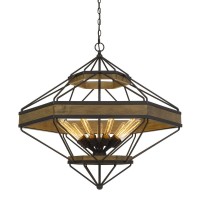 Alicante 60W X 9 Pine Woodmetal Chandelier Edison Bulbs Not Included