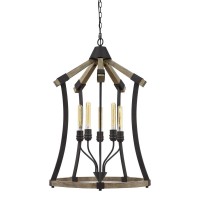 Dali 60W X 5 Metalpine Wood Chandelier Edison Bulbs Not Included