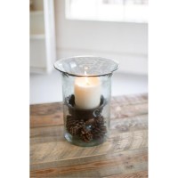 Original Glass Candle Cylinder W Rustic Insert - Small