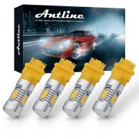 Antline Extremely Bright 3157 3156 3057 4057 4157 3157Ll 4157K 3057K 3457 21-Smd 1260 Lumens Led Bulb Replacement Amber Yellow For Car Turn Signal Blinker Side Marker Lights Bulbs (Pack Of 4)