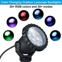 Covoart Spotlights Outdoor, 12W 800Lm Rgb Color Changing Landscape Lights 110V Plug In Led Spot Lights With Remote, Ip66 Waterproof Outdoor Lights For Tree Yard House, 46.5Ft Cord, Ul Listed, 4 Pack