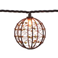 Zhongxin Outdoor Patio String Lights, 10 Mini Bulbs With Beaded Copper Wire Ball Style, Ul Listed Connectable Weather-Resistant Indoor/Outdoor Decor Light For Home Pergola Garden Party Backyard