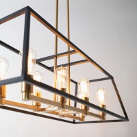 Artika Carter Modern Mid-Century Chandelier, Geometric Pendant Light Black And Gold (Age Brass Finish) Farmhouse Inspired Design - Ideal For Dining Room, Kitchen Light