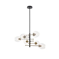 Paragon 6 Light Matte Black And Brass Pendant