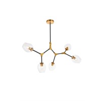 Cavoli 5 Light In Light Antique Brass And Flat Black Pendant