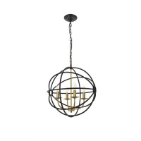 Octavia 4 Light Brass And Dark Brown Pendant