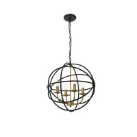 Octavia 4 Light Brass And Dark Brown Pendant