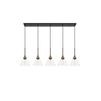 Histoire 5 Light Brass And Black Pendant