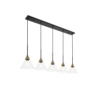 Histoire 5 Light Brass And Black Pendant